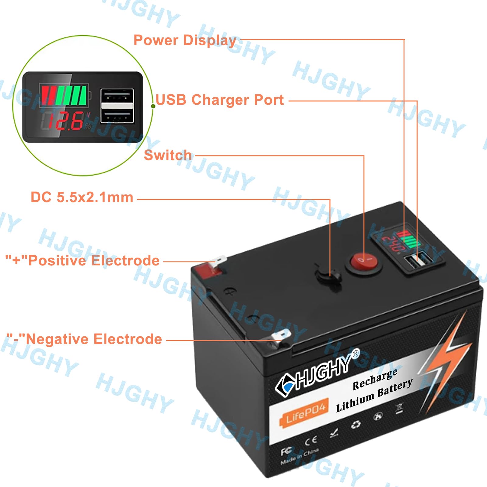 Amazon | HJGHY 24V 8Ah 10Ah 12Ah リン酸鉄リチウムイオンバッテリー